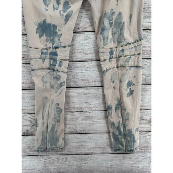 Embellish Distressed Moto Jeans Mens 34 Blue Pink Washed Denim - Picture 6 of 12